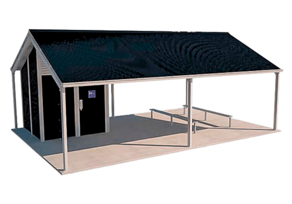 Olympus 1 Shelter Toilet Building with Shale Grey and Night Sky colour scheme