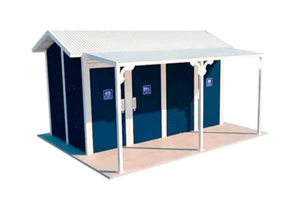 Burton 3 Standard Toilet Building with Deep Ocean and Surfmist colour scheme