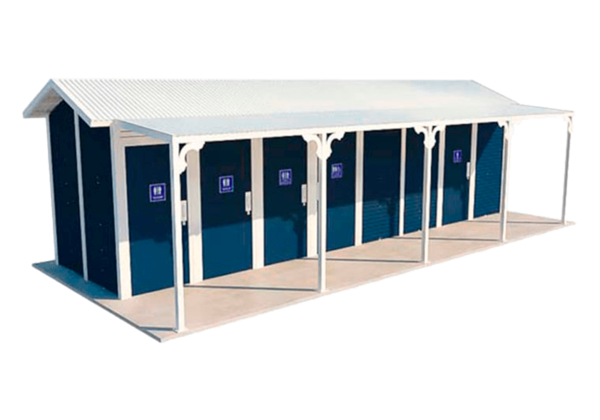 Burton 7 Standard Toilet Building with Deep Ocean and Surfmist colour scheme