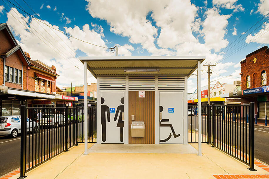 Toilet building for busy flood prone city centre